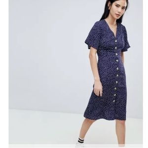 Navy dot midi dress